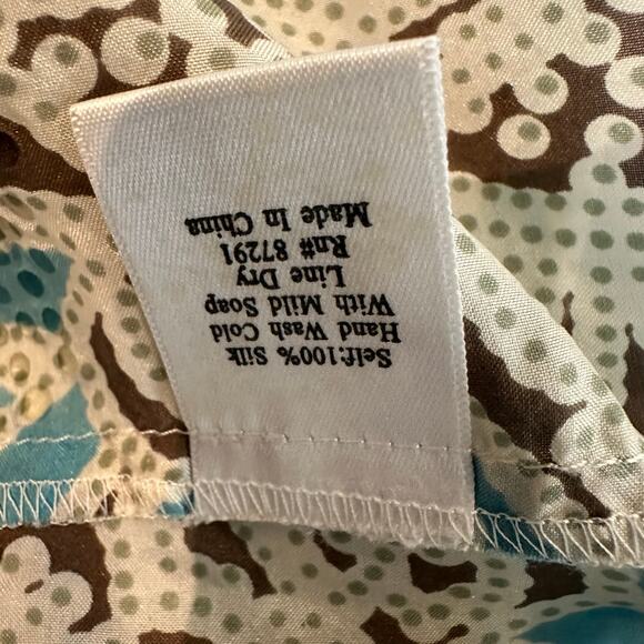 Johnny Was For Love & Liberty Blue & Cream Silk Tank Studded Details sz XS - Picture 10 of 10